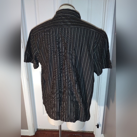 MEN'S Calvin Klein Striped Button Down Short Sleeve Shirt Sz XXL - Picture 3 of 5